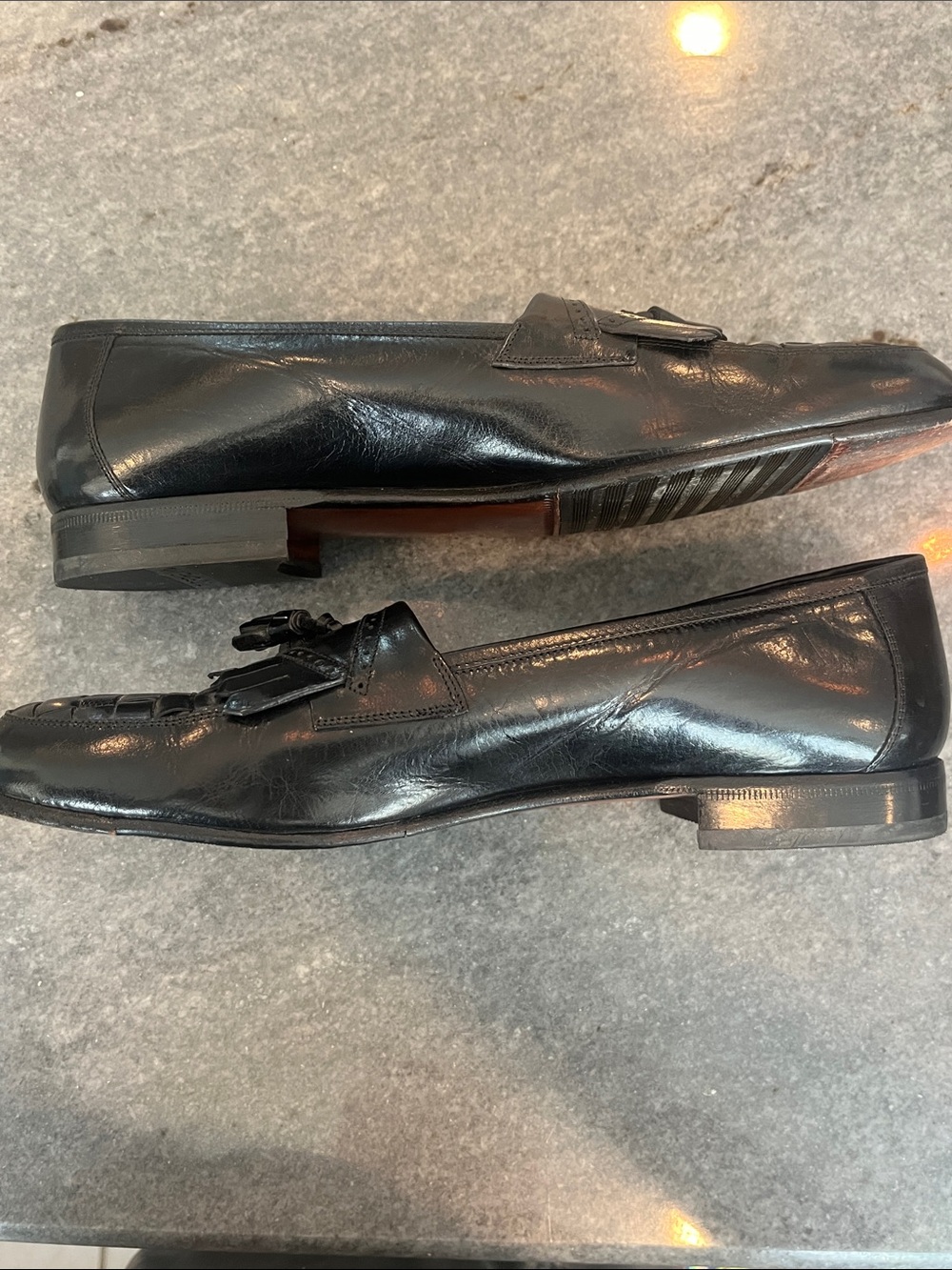 Florsheim Barletta Black Leather Tassel Woven Loafers Italian Made - Picture 11 of 13
